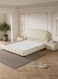 Wooden Twist Grandeur Modernize Boucle Upholstery Bed for Luxury Bedroom - King / Beige