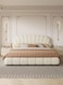 Wooden Twist Grandeur Modernize Boucle Upholstery Bed for Luxury Bedroom - King / Beige