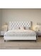 Wooden Twist Obvious Button Tufted Modernize Velvet Upholstery Bed for Luxury Bedroom - King / Beige