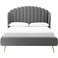 Wooden Twist Dana Wingback Velvet Upholstery Bed Elegant Rectangular Design - Queen / Grey