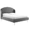 Wooden Twist Dana Wingback Velvet Upholstery Bed Elegant Rectangular Design - King / Grey