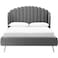 Wooden Twist Dana Wingback Velvet Upholstery Bed Elegant Rectangular Design - King / Grey