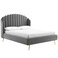Wooden Twist Dana Wingback Velvet Upholstery Bed Elegant Rectangular Design - Super King / Grey
