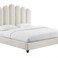 Wooden Twist Keline Velvet Upholstery Rectangular Bed ( Cream ) - Queen / Cream