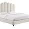 Wooden Twist Keline Velvet Upholstery Rectangular Bed ( Cream ) - Super King / Cream