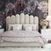 Wooden Twist Keline Velvet Upholstery Rectangular Bed ( Cream ) - Super King / Cream