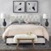Wooden Twist Tessa Velvet Upholstery Rectangular Bed - King / White