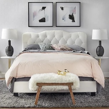 Wooden Twist Tessa Velvet Upholstery Rectangular Bed - Super King / Grey