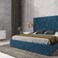 Wooden Twist Odrest Adonis Velvet Upholstery Rectangular Bed ( Blue ) - Queen / Blue