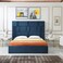 Wooden Twist Odrest Adonis Velvet Upholstery Rectangular Bed ( Blue ) - Queen / Blue