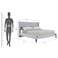 Wooden Twist Upholstered Panel Bed Frame with Diamond Tufted and Nailhead Trim Wingback Headboard - Light Grey