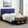 Wooden Twist Modern Upholstered Platform Queen Size Bed ( Blue ) - Blue