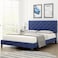 Wooden Twist Modern Upholstered Platform Queen Size Bed ( Blue ) - Blue