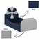 Wooden Twist Blue &amp; Grey Kids Flower Bed Modern Bed with Safety Sides In Soft Fabric - 190 x 120 cm