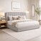 Wooden Twist Grey Calmora Luxury Bed Minimal Modern Upholstered Bed with Padded Headboard - King (180 x 200 cm)