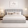 Wooden Twist Grey Calmora Luxury Bed Minimal Modern Upholstered Bed with Padded Headboard - Super King (200 x 200 cm)