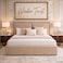 Wooden Twist Aurelia Luxury Beige Velvet Upholstered Bed with Tall Headboard Modern Designer Bed - Queen (160 x 200 cm)