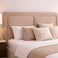 Wooden Twist Aurelia Luxury Beige Velvet Upholstered Bed with Tall Headboard Modern Designer Bed - King (180 x 200 cm)