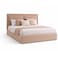 Wooden Twist Aurelia Luxury Beige Velvet Upholstered Bed with Tall Headboard Modern Designer Bed - King (180 x 200 cm)