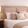 Wooden Twist Aurelia Luxury Beige Velvet Upholstered Bed with Tall Headboard Modern Designer Bed - Super King (200 x 200 cm)