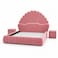 Wooden Twist Amara Shell Luxe Pink Velvet Upholstered Bed with Scallop Headboard Design - King (180 x 200cm)