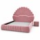 Wooden Twist Amara Shell Luxe Pink Velvet Upholstered Bed with Scallop Headboard Design - Super King (200 x 200cm)