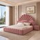 Wooden Twist Amara Shell Luxe Pink Velvet Upholstered Bed with Scallop Headboard Design - Super King (200 x 200cm)