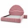 Wooden Twist Amara Shell Luxe Pink Velvet Upholstered Bed with Scallop Headboard Design - Queen (160 x 200cm) with 2 Bedside Table