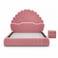 Wooden Twist Amara Shell Luxe Pink Velvet Upholstered Bed with Scallop Headboard Design - King (180 x 200cm) with 2 Bedside Table