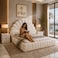 Wooden Twist Amara Shell Luxe Off White Boucle Upholstered Bed with Scallop Headboard Design - Super King (200 x 200cm)