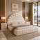 Wooden Twist Amara Shell Luxe Off White Boucle Upholstered Bed with Scallop Headboard Design - Super King (200 x 200cm)