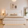 Wooden Twist Buoyant Floating Wingback Velvet Upholstered Luxury Bed with Ambient LED Light in Soft Beige Finish - Queen (160 x 200cm)