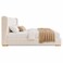 Wooden Twist Buoyant Floating Wingback Velvet Upholstered Luxury Bed with Ambient LED Light in Soft Beige Finish - Super King (200 x 200cm)