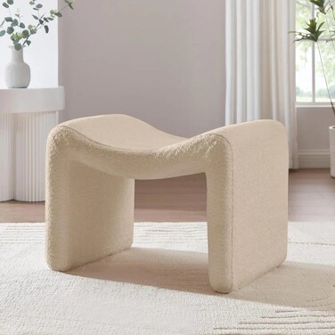 Wooden Twist Welcova Modern Stylish Design Vanity Entryway Ottoman Footrest with Padded Seat for Living Room, Bedroom - Camel