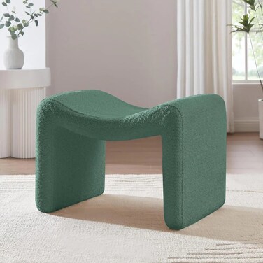 Wooden Twist Welcova Modern Stylish Design Vanity Entryway Ottoman Footrest with Padded Seat for Living Room, Bedroom - Green