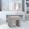 Wooden Twist Glamorix Modern Boucle Vanity Entryway Ottoman Footrest - Grey