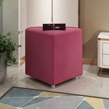 Wooden Twist Stool for Living Room Soft Fabric Comfortable Cushion Ottoman Stool (Pink) - Pink