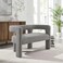 Wooden Twist Effie Entryway Curved Soft Boucle Modern Loveseat Bench - Grey