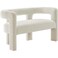 Wooden Twist Effie Entryway Curved Soft Boucle Modern Loveseat Bench - Ivory