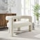 Wooden Twist Effie Entryway Curved Soft Boucle Modern Loveseat Bench - Ivory