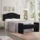 Wooden Twist Soft Hropzy Boucle Upholstered Armrest Entryway Ottoman Bench - Black