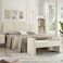 Wooden Twist Soft Hropzy Boucle Upholstered Armrest Entryway Ottoman Bench - Cream