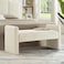 Wooden Twist Soft Hropzy Boucle Upholstered Armrest Entryway Ottoman Bench - Cream