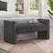 Wooden Twist Soft Hropzy Boucle Upholstered Armrest Entryway Ottoman Bench - Dark Grey