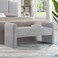 Wooden Twist Soft Hropzy Boucle Upholstered Armrest Entryway Ottoman Bench - Light Grey