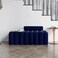 Wooden Twist Veylo Modern Line Design Entryway Bench with Round Back Pillow - Blue