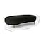 Wooden Twist Borzy Modern Curved Bench with Golden Metal Legs In Soft Fabric - Black