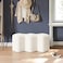 Wooden Twist Molecule Entryway Boucle Upholstered Ottoman Bench - White