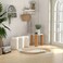 Wooden Twist Molecule Entryway Boucle Upholstered Ottoman Bench - White