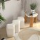 Wooden Twist Molecule Entryway Boucle Upholstered Ottoman Bench - White